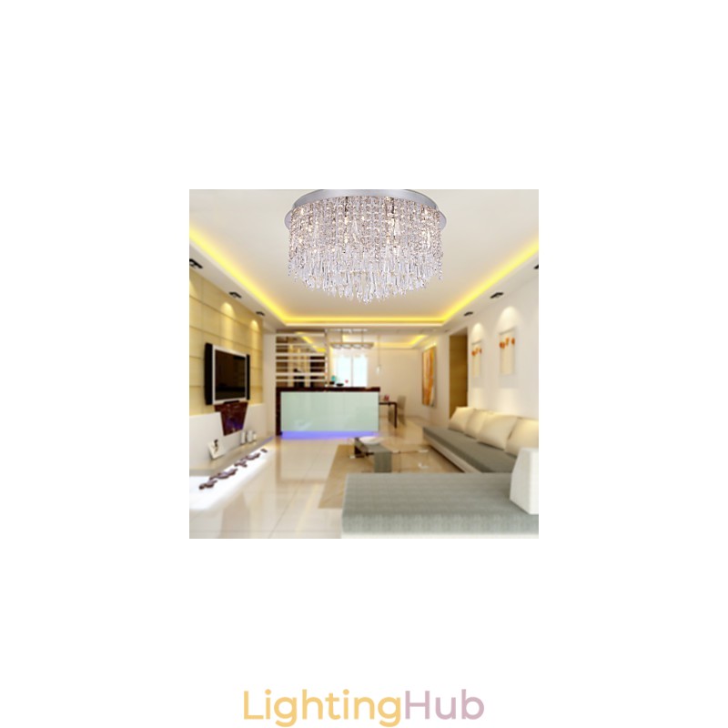 Modern Contemporary Crystal Chrome Flush Mount