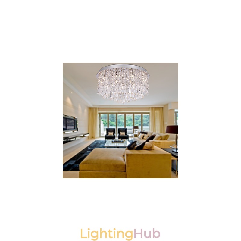 Modern Contemporary Crystal Chrome Flush Mount