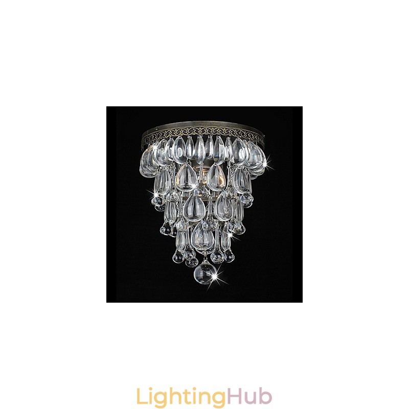 Antique Green Wall Lights with Crystal Beaded Pendants