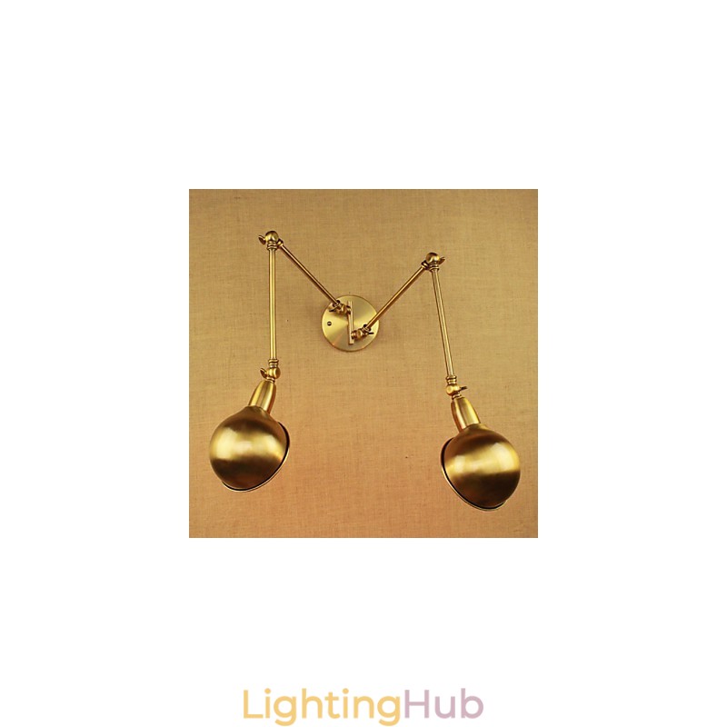 The New Bronze Nostalgic Modern Rural Countryside Aisle Living Room Warm Light Headed Long Arm Of Iron Wall