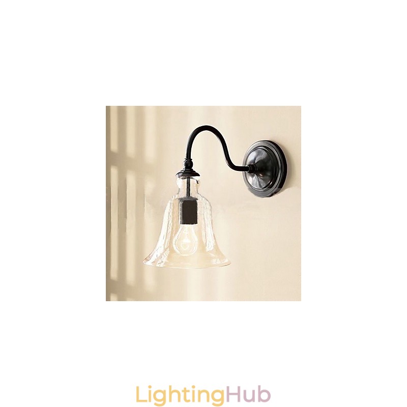 Nature Inspired Iron Wall Light with Transparent Glass Shade