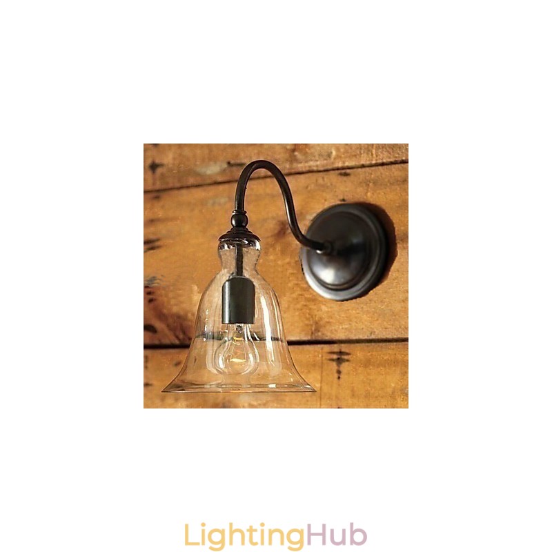Nature Inspired Iron Wall Light with Transparent Glass Shade