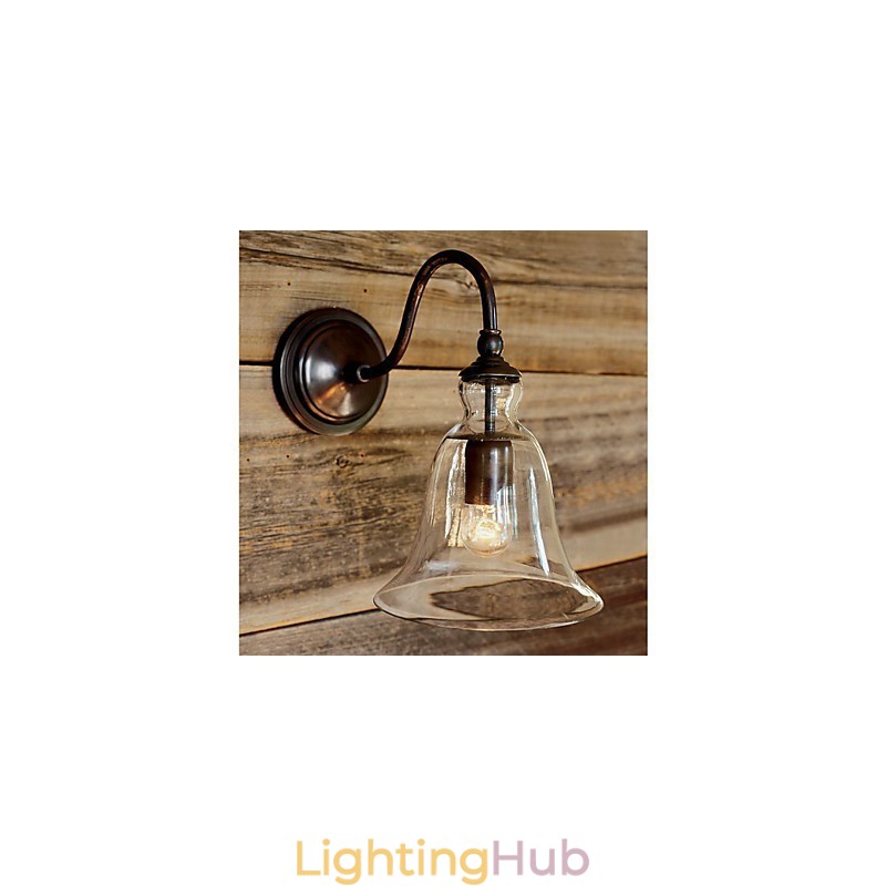 Nature Inspired Iron Wall Light with Transparent Glass Shade