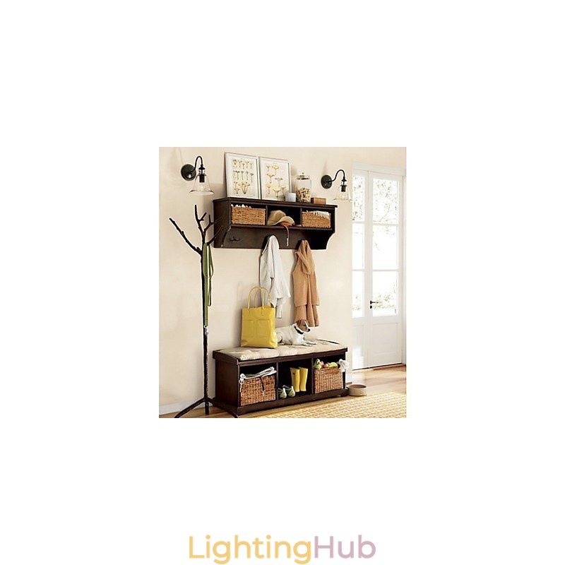 Nature Inspired Iron Wall Light with Transparent Glass Shade
