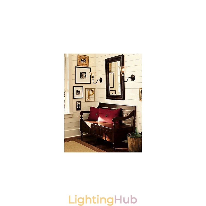 Nature Inspired Iron Wall Light with Transparent Glass Shade