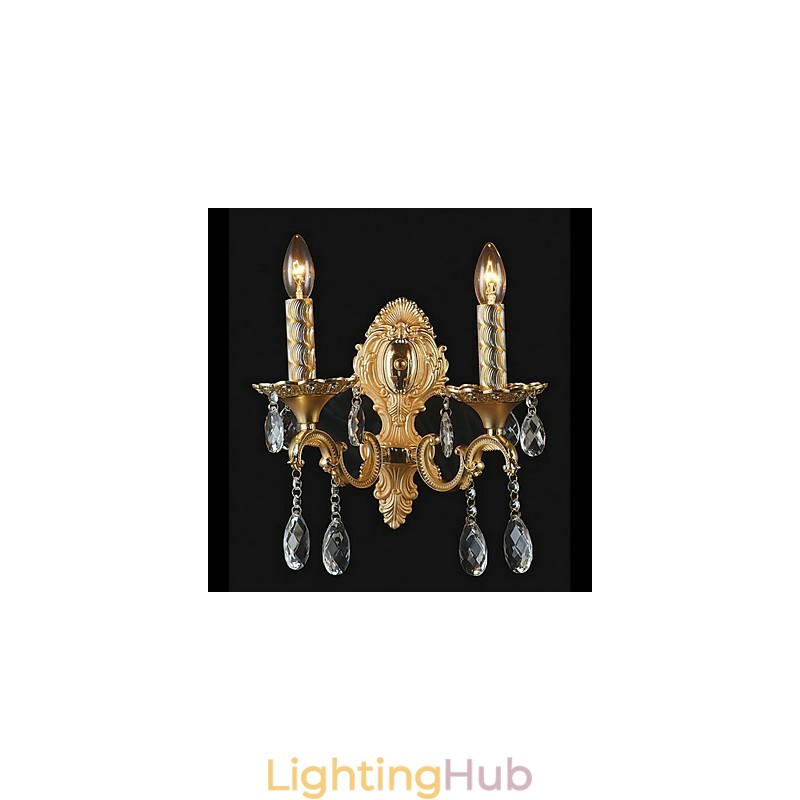 Golden Crystal Wall Light with 2 Lights