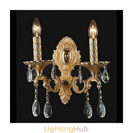 Golden Crystal Wall Light with 2 Lights Golden Crystal Wall Light with 2 Lights