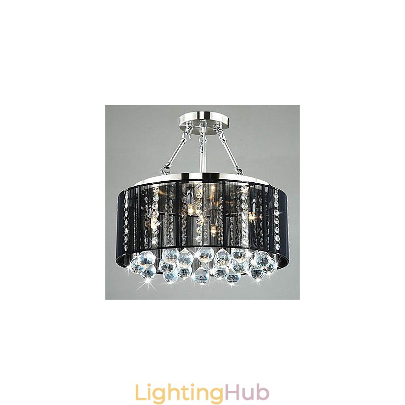 Traditional Classic Crystal Chrome Metal Flush Mount