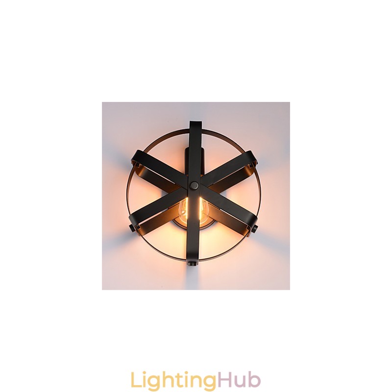 New Vintage Style Industrial Round Wall Sconce balcony Loft Entry Hallway Bedroom Wall Lamp