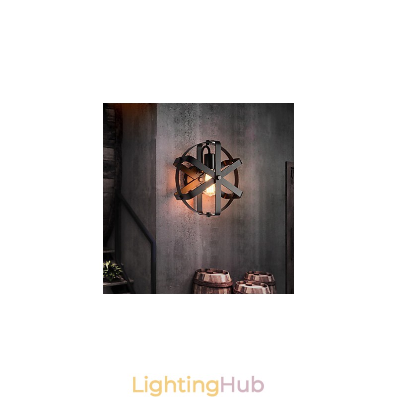 New Vintage Style Industrial Round Wall Sconce balcony Loft Entry Hallway Bedroom Wall Lamp