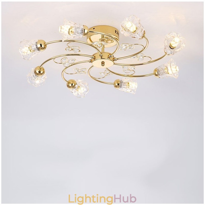 Artistic Aluminum Flush Mount Lights With Crystals