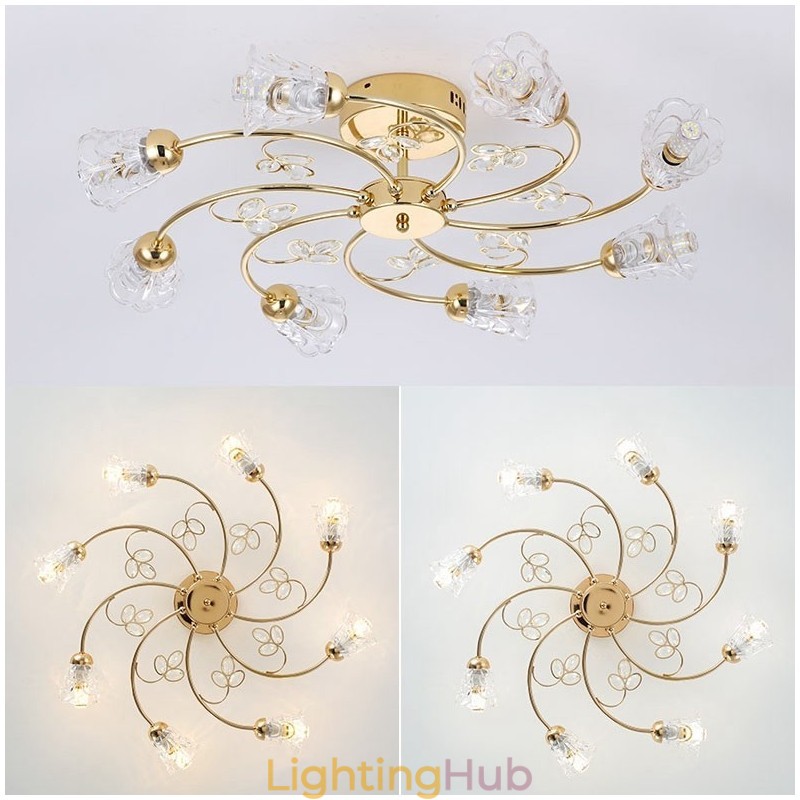 Artistic Aluminum Flush Mount Lights With Crystals