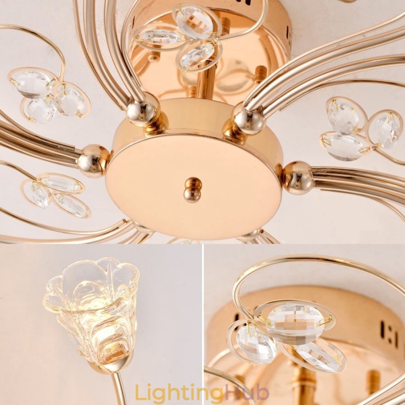 Artistic Aluminum Flush Mount Lights With Crystals