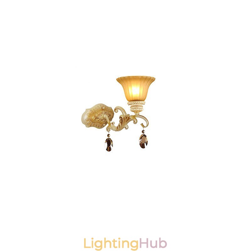 Europe Type Restoring Ancient Ways Wrought Iron Bedroom Crystal Glass Wall Lamp Light