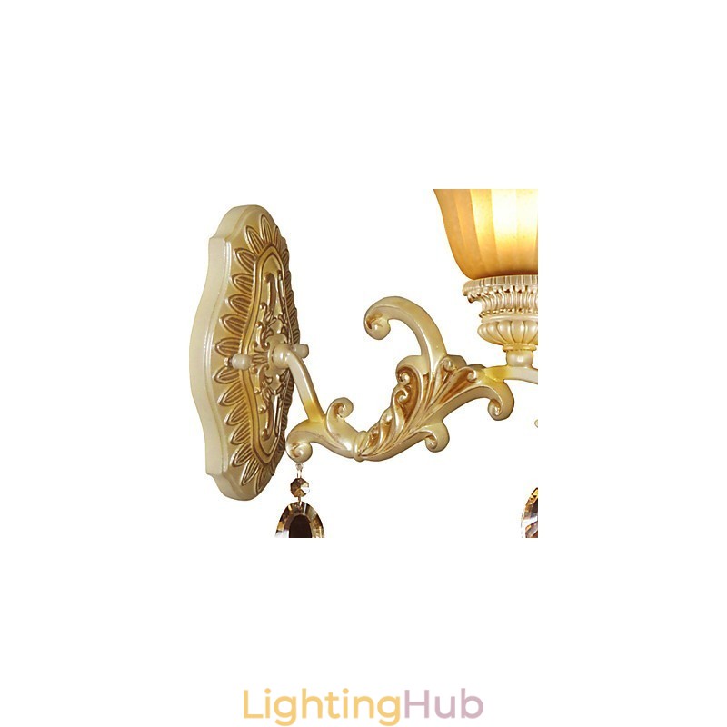 Europe Type Restoring Ancient Ways Wrought Iron Bedroom Crystal Glass Wall Lamp Light