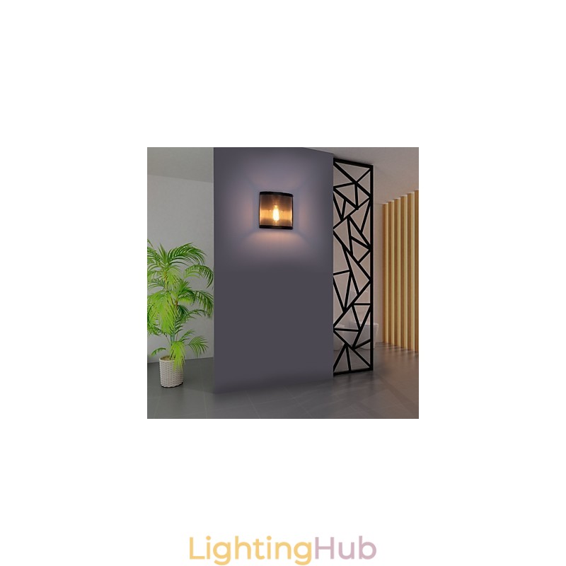 Vintage Style Simplicity steel Wire Mesh and Metal Wall Sconce Living Room Hallway Attic Garage Basement Wall Lamp