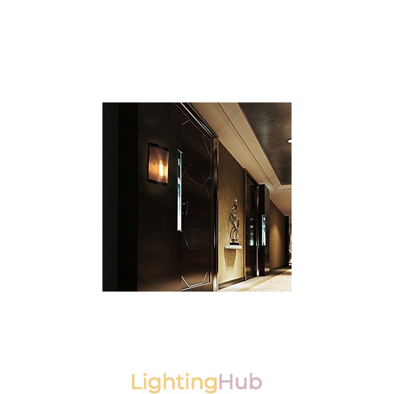 Vintage Style Simplicity steel Wire Mesh and Metal Wall Sconce Living Room Hallway Attic Garage Basement Wall Lamp