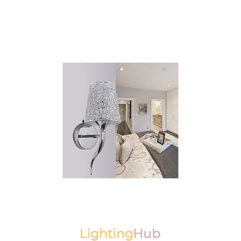 Silver Bedside Lamp Reading Wall Lamps Plumbing Trap Background Mirror Light
