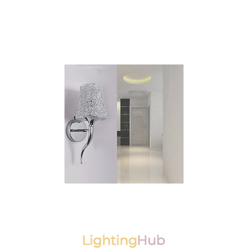 Silver Bedside Lamp Reading Wall Lamps Plumbing Trap Background Mirror Light