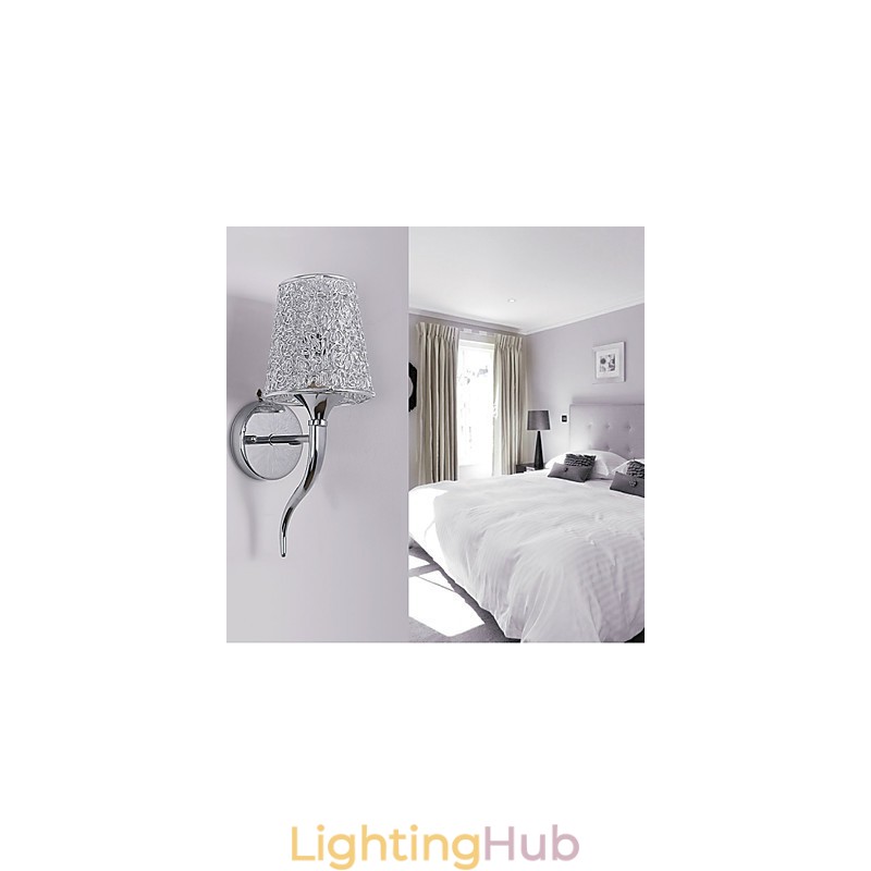 Silver Bedside Lamp Reading Wall Lamps Plumbing Trap Background Mirror Light
