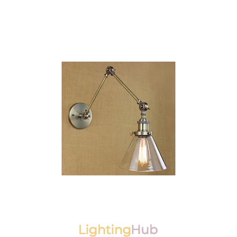 Iron Plating Bronze Bar Aisle Dining Room Hotel Vintage Iron Arm Glass Wall Lamp Lighting
