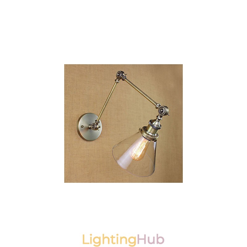 Iron Plating Bronze Bar Aisle Dining Room Hotel Vintage Iron Arm Glass Wall Lamp Lighting
