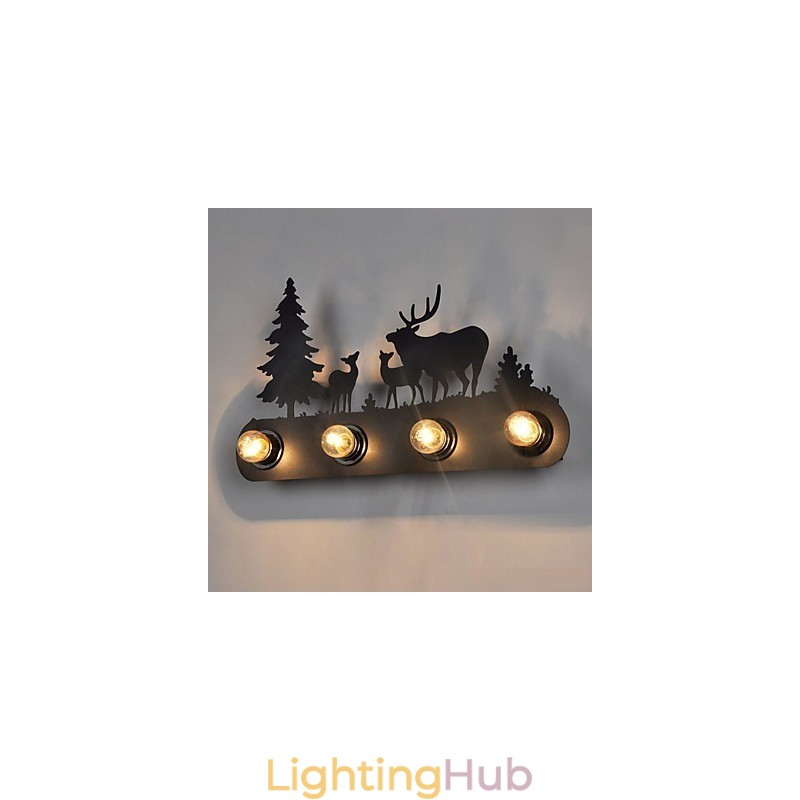 4 Lights American Village Pastoral LOFT Style Bedroom Aisle Iron Retro Wall Lamps