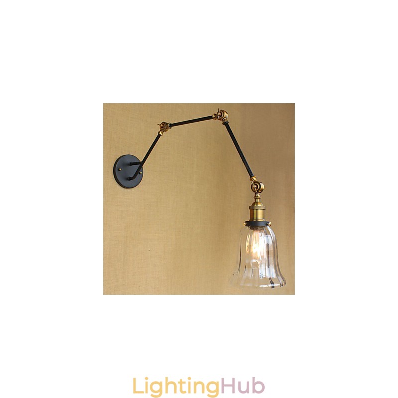 American Country Simple Retro Glass Lampshade Three Adjusting The Length Of The Long Arm Tube Wall