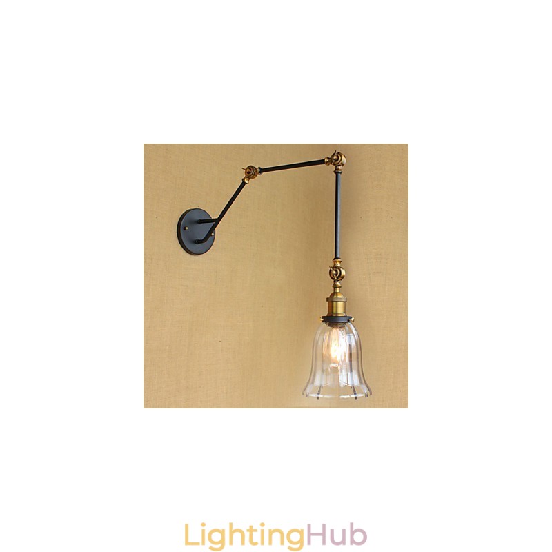 American Country Simple Retro Glass Lampshade Three Adjusting The Length Of The Long Arm Tube Wall