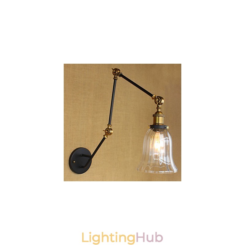 American Country Simple Retro Glass Lampshade Three Adjusting The Length Of The Long Arm Tube Wall