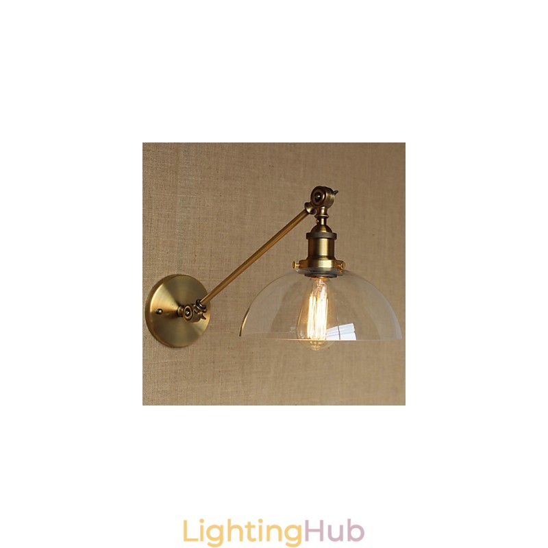 The Iron Glass Bronze Brass Arm Style Retro Creative American Country Hall Bedroom Wall Lamp
