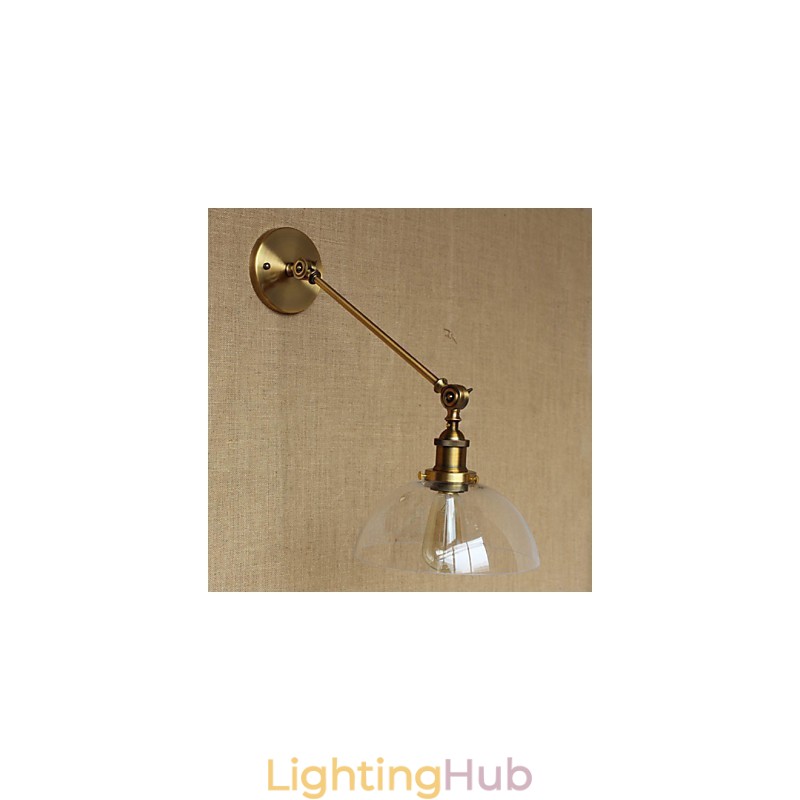 The Iron Glass Bronze Brass Arm Style Retro Creative American Country Hall Bedroom Wall Lamp