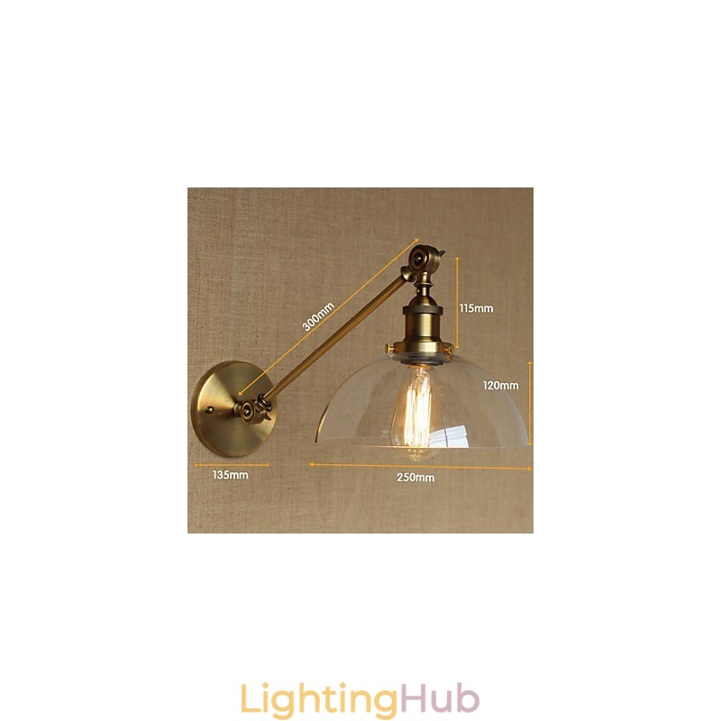 The Iron Glass Bronze Brass Arm Style Retro Creative American Country Hall Bedroom Wall Lamp