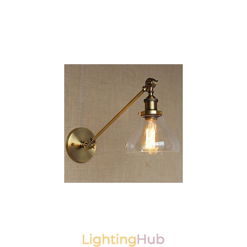 The Iron Glass Bronze Brass Arm Style Retro Creative American Country Hall Bedroom Wall Lamp