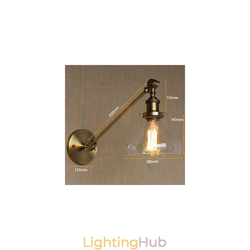 The Iron Glass Bronze Brass Arm Style Retro Creative American Country Hall Bedroom Wall Lamp