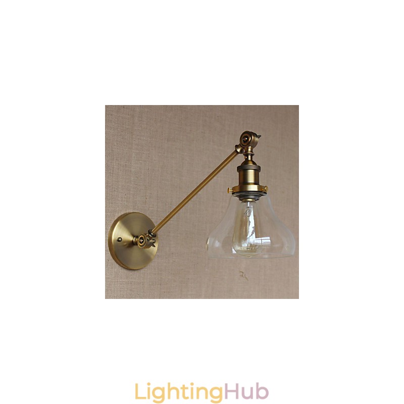 The Iron Glass Bronze Brass Arm Style Retro Creative American Country Hall Bedroom Wall Lamp