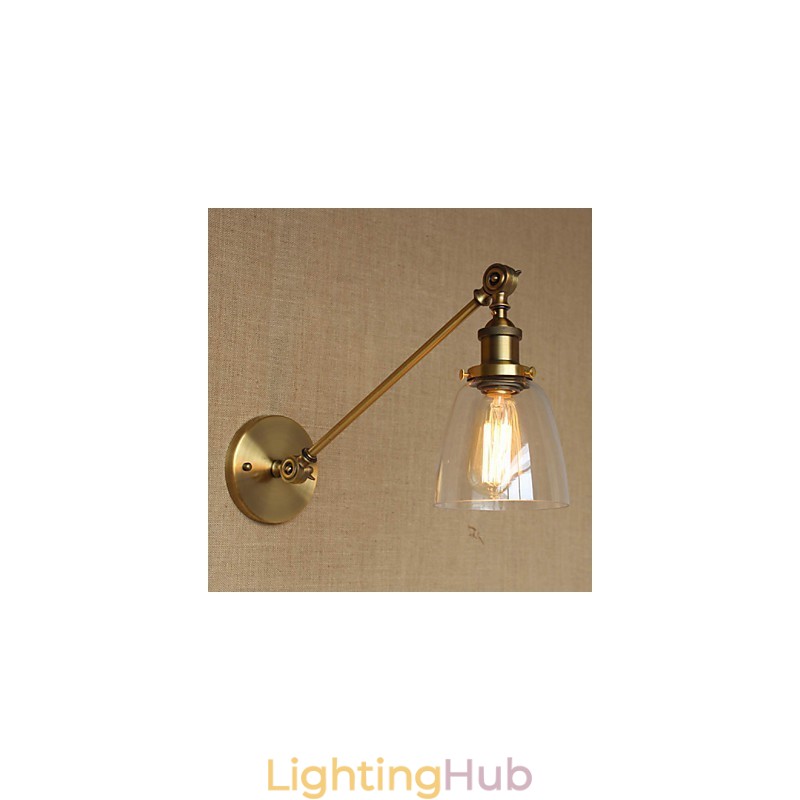 The Iron Glass Bronze Brass Arm Style Retro Creative American Country Hall Bedroom Wall Lamp