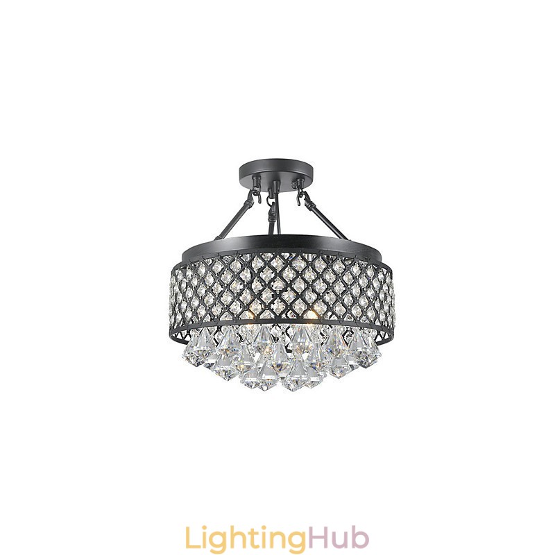 Traditional Classic Crystal Painting Metal Flush Mount