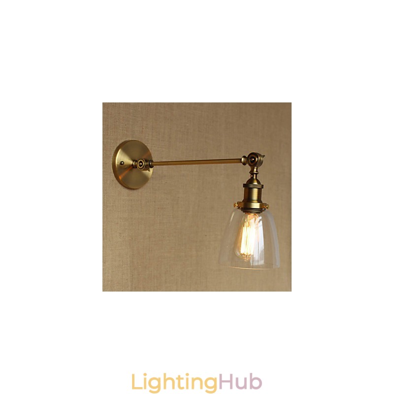 The Iron Glass Bronze Brass Arm Style Retro Creative American Country Hall Bedroom Wall Lamp