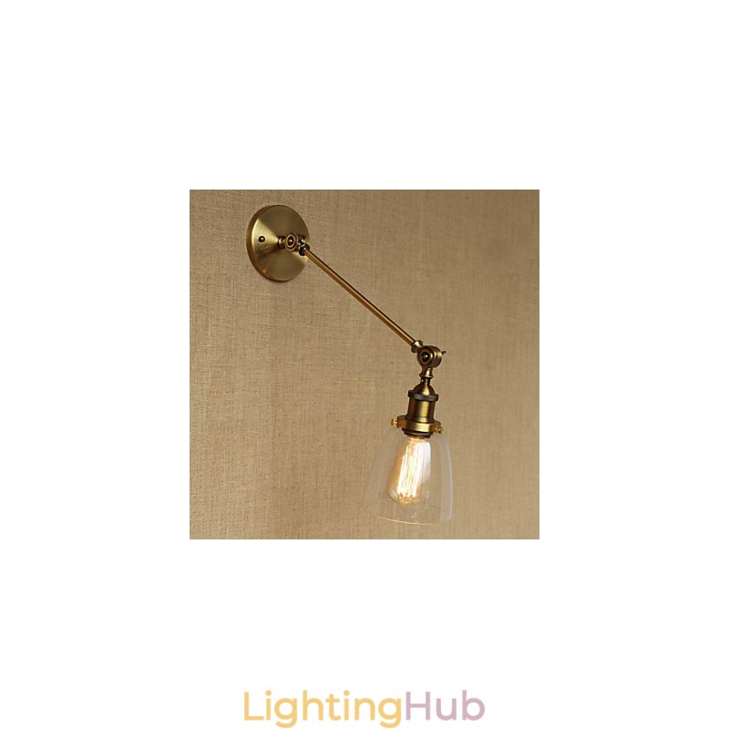 The Iron Glass Bronze Brass Arm Style Retro Creative American Country Hall Bedroom Wall Lamp
