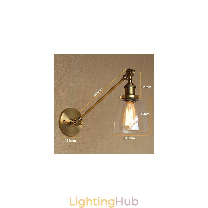The Iron Glass Bronze Brass Arm Style Retro Creative American Country Hall Bedroom Wall Lamp