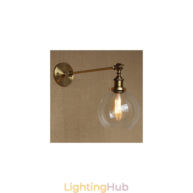 The Iron Glass Bronze Brass Arm Style Retro Creative American Country Hall Bedroom Wall Lamp
