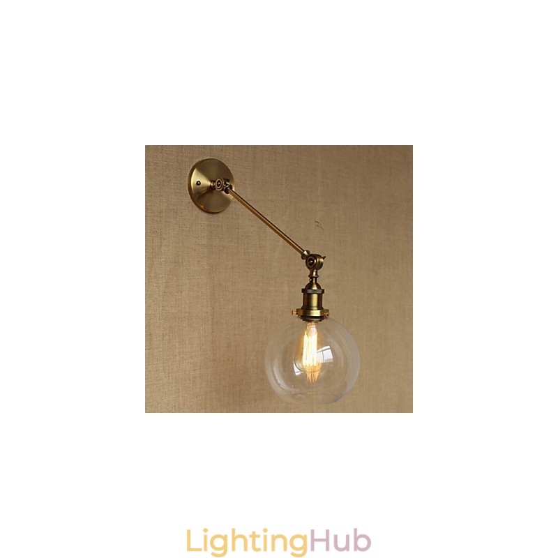 The Iron Glass Bronze Brass Arm Style Retro Creative American Country Hall Bedroom Wall Lamp