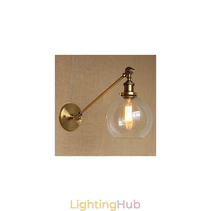 The Iron Glass Bronze Brass Arm Style Retro Creative American Country Hall Bedroom Wall Lamp