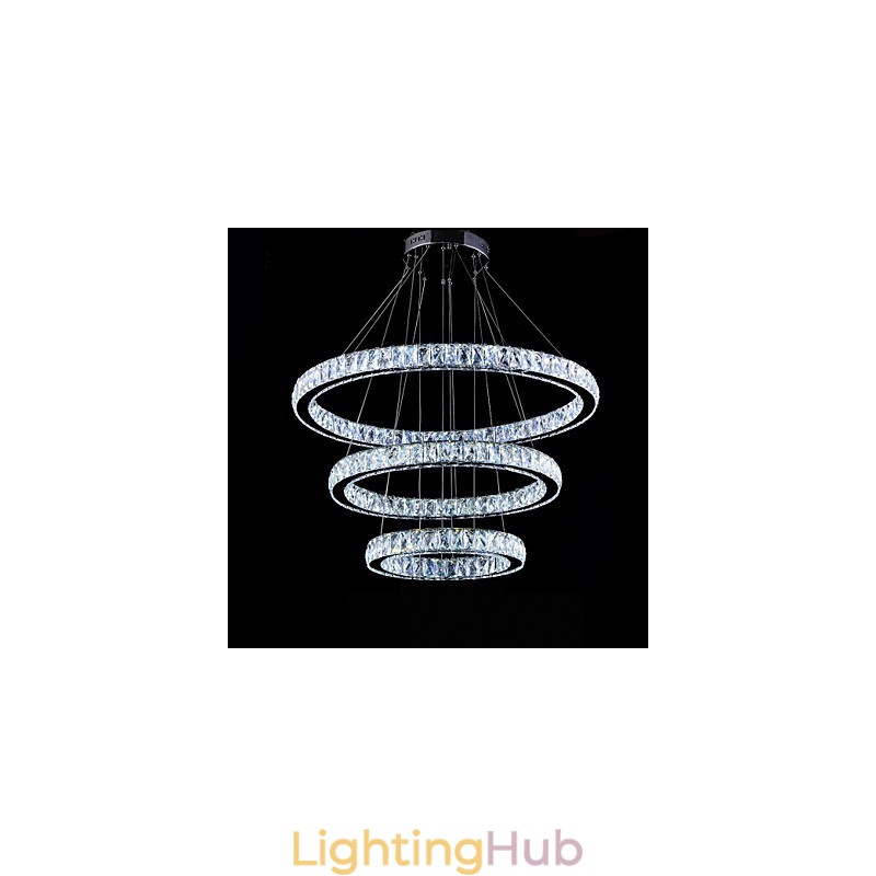 Crystal Pendant Light Modern Lighting Three Rings D406080 K9 Large Crystal Ceiling Light Fixtures