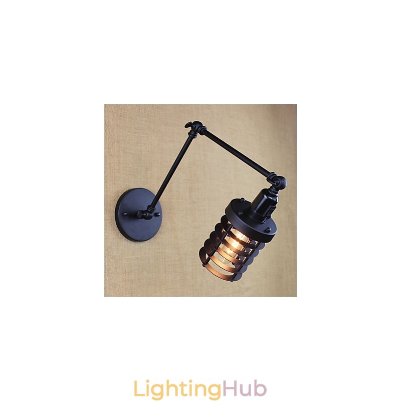 Style Bed Hotel Eestaurant Project Iron Arm Double Retro Vintage Black Belt Wall Lamp Switch