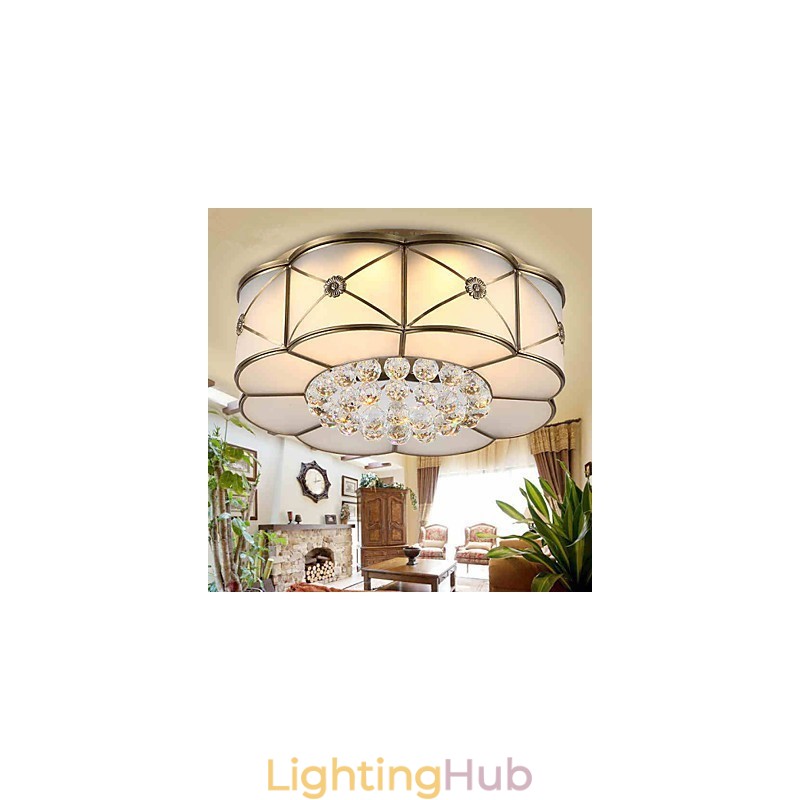 Traditional Classic Rustic Lodge Brass Metal Flush Mount