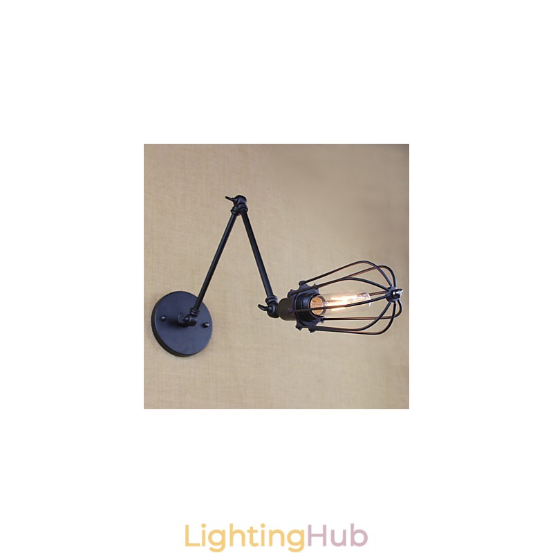 Style Bed Hotel Eestaurant Project Iron Arm Double Retro Vintage Black Belt Wall Lamp Switch