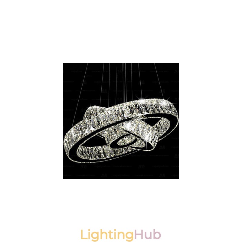Crystal Pendant Light Modern Lighting Three Rings D406080 K9 Large Crystal Ceiling Light Fixtures