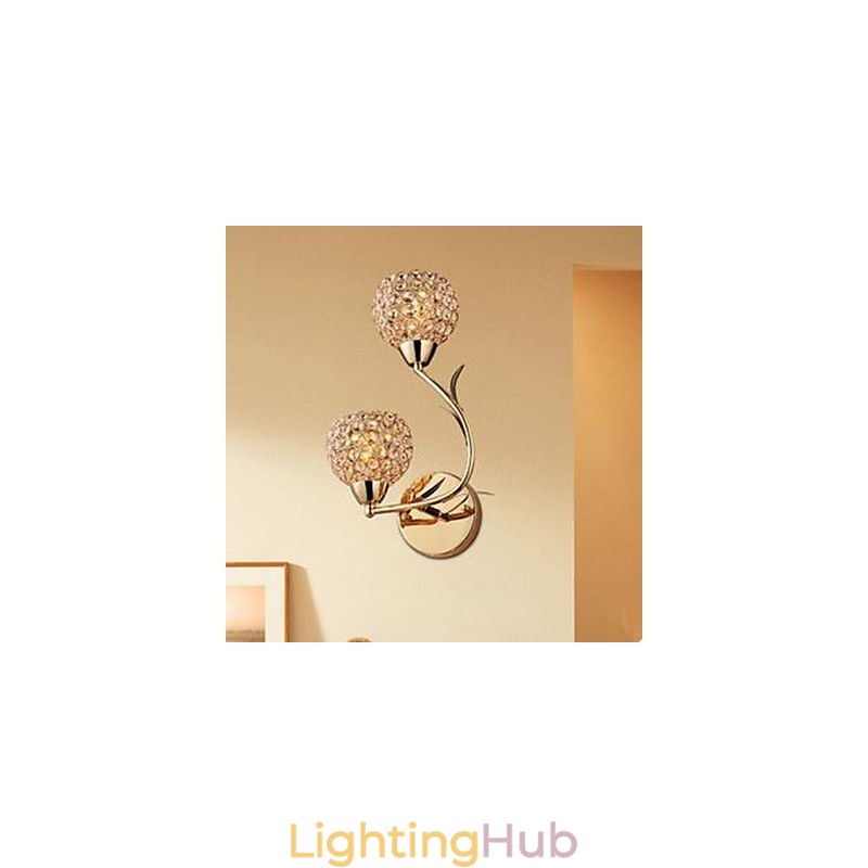 Contracted And Contemporary Golden Double Headed K9 Crystal Wall Lamp